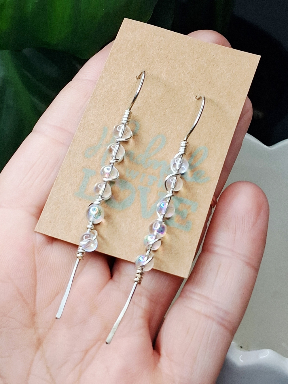 Aurora Crystal Threader Earrings in Silver